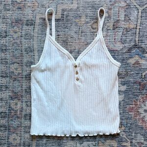 American Eagle Outfitters Cream Ribbed Camisole Tank Top